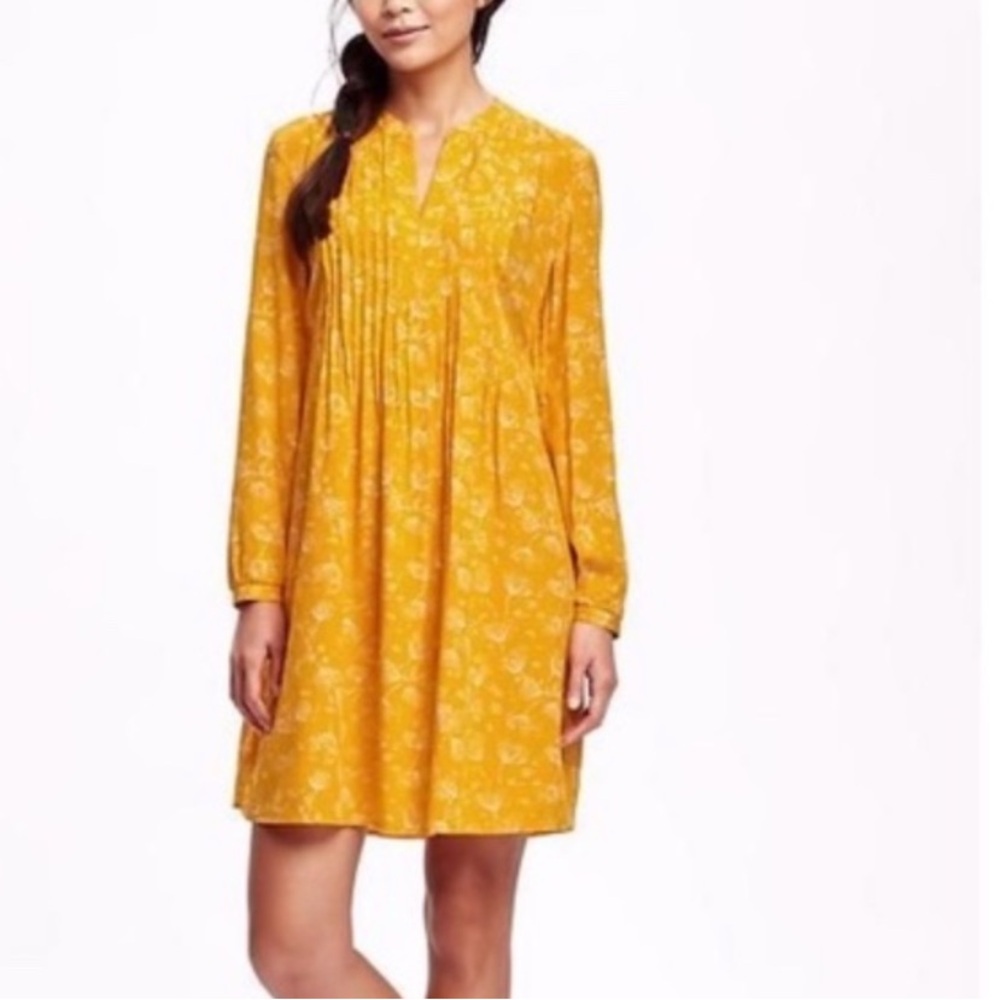 NWOT Old Navy Yellow Floral Long Sleeve Dress, L🦋